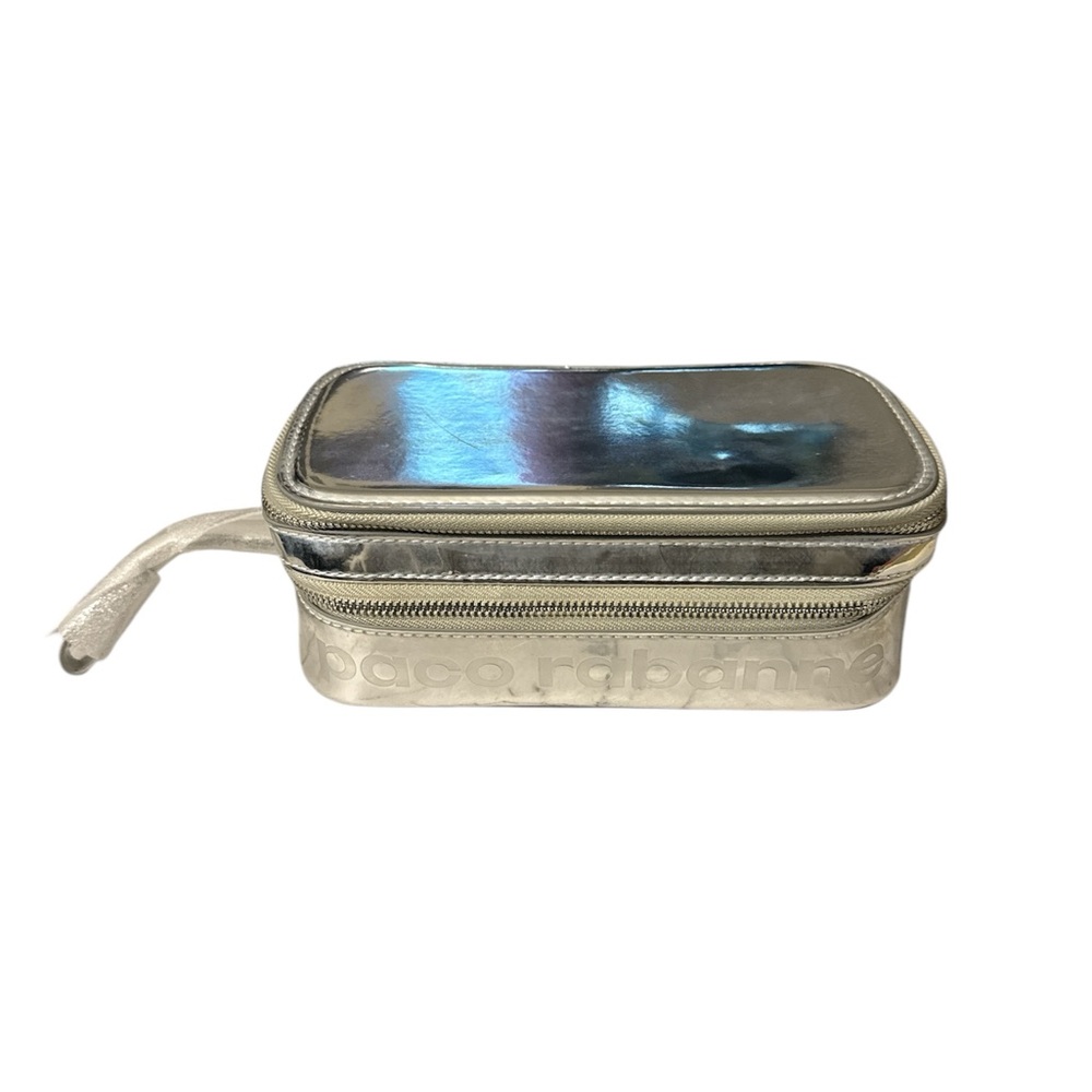 Paco Rabanne Silver Cosmetic Bag with Metallic Finish